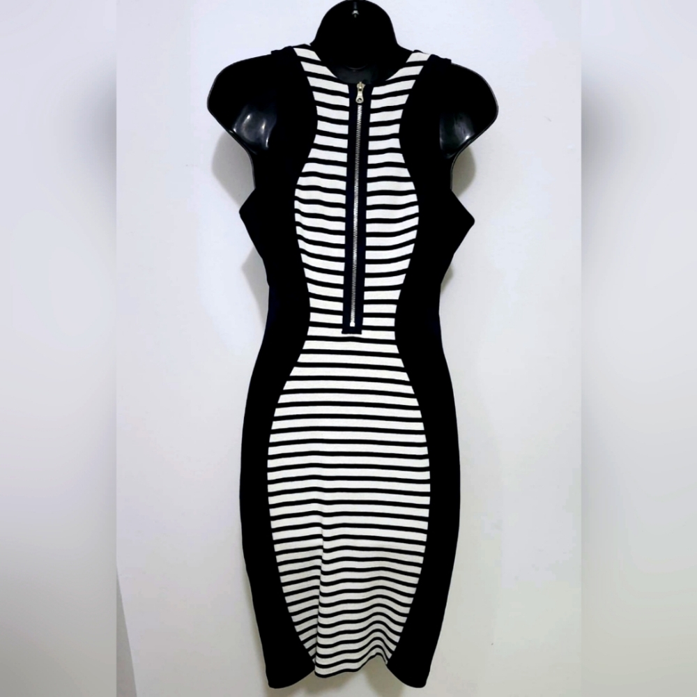 Authentic Joseph Ribkoff Bodycon Striped Mini Dress - Picture 3 of 4
